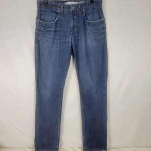 Five Four Jeans Womens W33 x L32.5 Blue Mid Rise Straight Leg Distressed‎ Denim